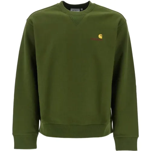 Klassischer Crewneck-Sweatshirt mit Besticktem Logo , Herren, Größe: L - Carhartt WIP - Modalova