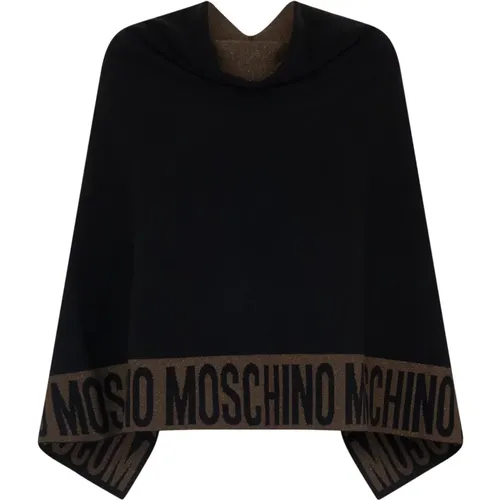 Elegant Contrast Logo Poncho , female, Sizes: ONE SIZE - Moschino - Modalova