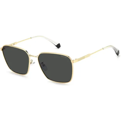 Gold Crystal/Black Sunglasses , male, Sizes: 59 MM - Polaroid - Modalova