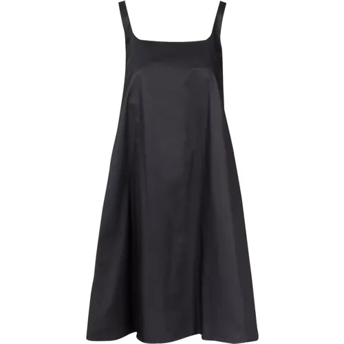 Popeline-Kleid mit quadratischem Ausschnitt und Raffung , Damen, Größe: M - Douuod Woman - Modalova