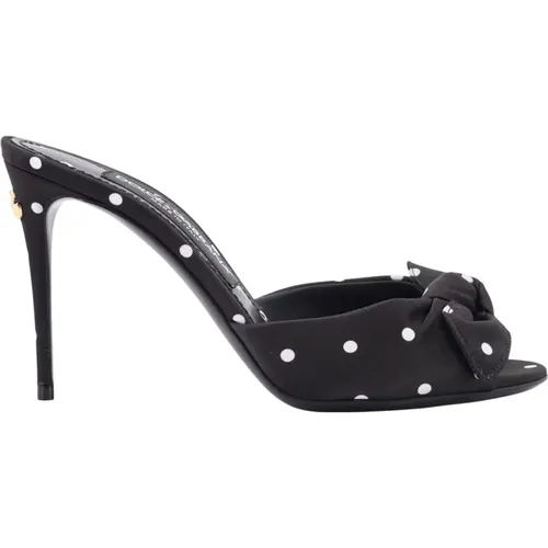 Polka-Dot Satin Sandals with Bow Detail , female, Sizes: 3 1/2 UK, 4 UK, 5 1/2 UK, 5 UK - Dolce & Gabbana - Modalova