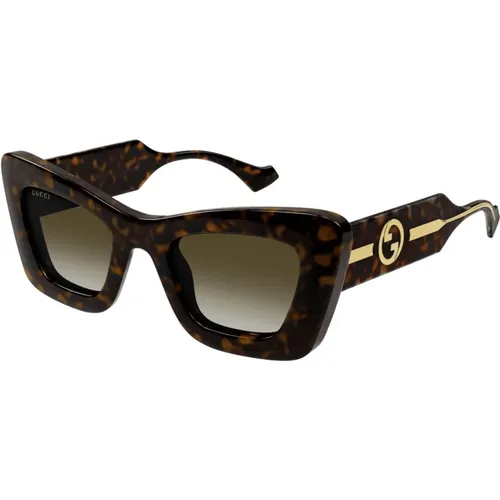 Cateye-Acetat-Sonnenbrille in Braun Schildpatt,Cateye-Acetat-Sonnenbrille in Braun-Schildpatt - Gucci - Modalova