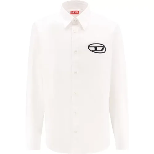 Weißes Hemd mit Spitzkragen , Herren, Größe: L - Diesel - Modalova