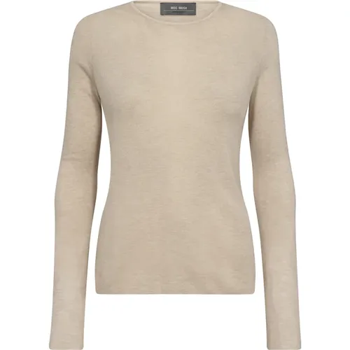 Soft Knit Sweater Round Neck Cement , female, Sizes: XL, S, L, M, XS - MOS MOSH - Modalova