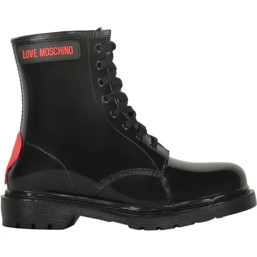 Ankle Boots aus Lackleder mit runder Zehenpartie , Damen, Größe: 38 EU - Love Moschino - Modalova