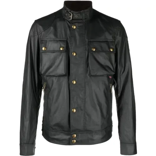 Waxed Cotton Jacket with Stand-Up Collar , male, Sizes: XL - Belstaff - Modalova