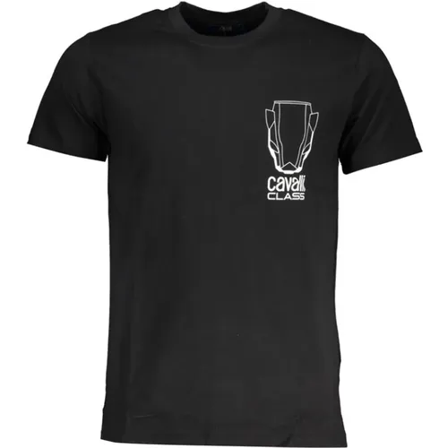 Schwarzes Bedrucktes Logo T-Shirt , Herren, Größe: L - Cavalli Class - Modalova