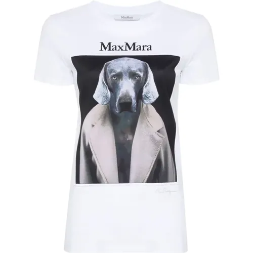 Baumwoll-T-Shirts mit Hundemotiv , Damen, Größe: XS - Max Mara - Modalova