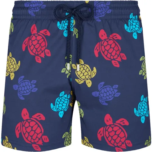 Colorful Elastic Swim Shorts with Tortoise Print , male, Sizes: L, 2XL, XL - Vilebrequin - Modalova