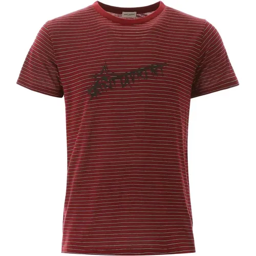 Cotton Logo T-Shirt for Men , male, Sizes: S - Saint Laurent - Modalova
