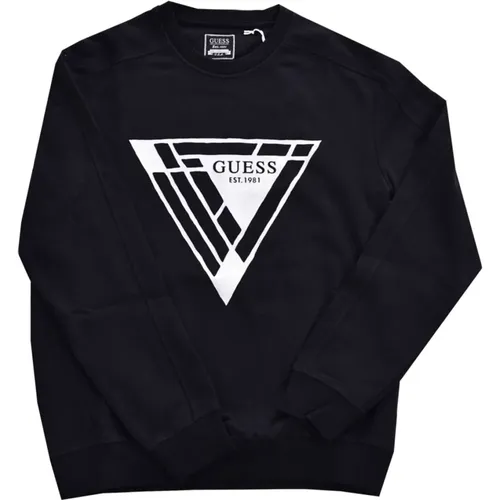 Logo Triangle Sweatshirt - Schwarze Kollektion , Herren, Größe: XL - Guess - Modalova