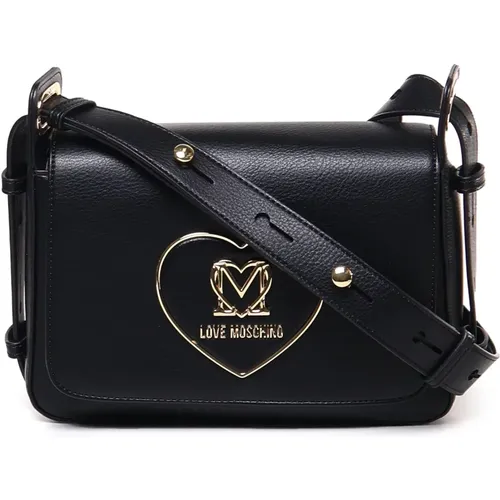 Schwarze Umhängetasche mit Klappenverschluss - Love Moschino - Modalova