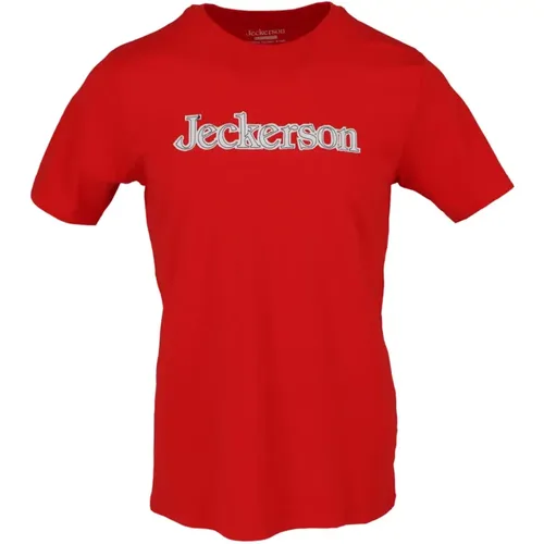 Rotes Print Slim Fit T-Shirt , Herren, Größe: L - Jeckerson - Modalova