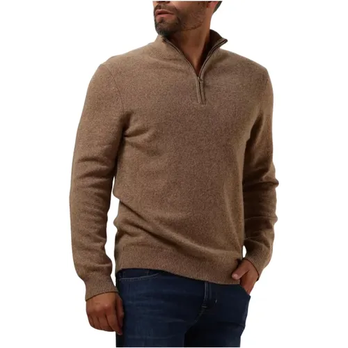 Taupe Half Zip Button Pullover Sweater , Herren, Größe: XL - Profuomo - Modalova