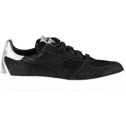 Elegante Schwarze Ledersneakers mit Details , Damen, Größe: 37 EU - Diadora - Modalova