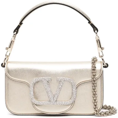 Crystal-Embellished Leather Bag , female, Sizes: ONE SIZE - Valentino - Modalova