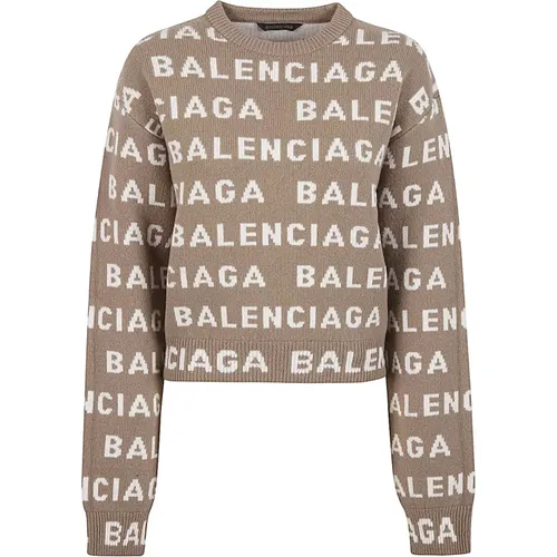Logo Wool Cropped Sweater , female, Sizes: XS, S - Balenciaga - Modalova