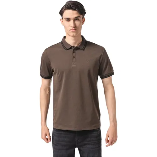 Stretch Piqué Cotton Polo - Marrons , Herren, Größe: 2XL - Guess - Modalova