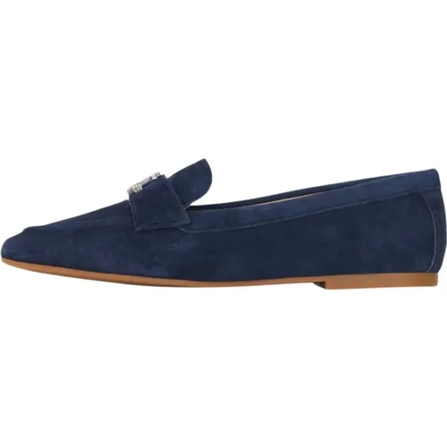 Blaue Wildleder-Loafers mit Metallornament , Damen, Größe: 40 EU - Ralph Lauren - Modalova