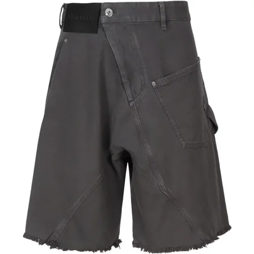 Grey Cotton Shorts with Logo Application , male, Sizes: M - JW Anderson - Modalova
