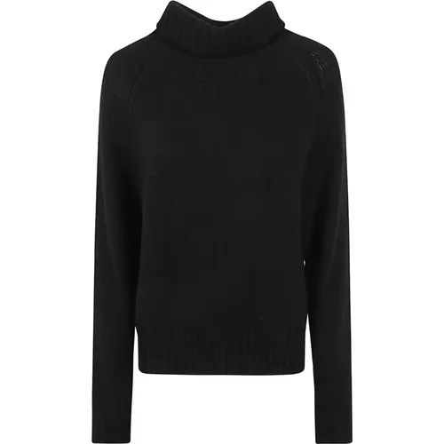 Schwarzer Rippstrick Rollkragen Sweatshirt - allude - Modalova