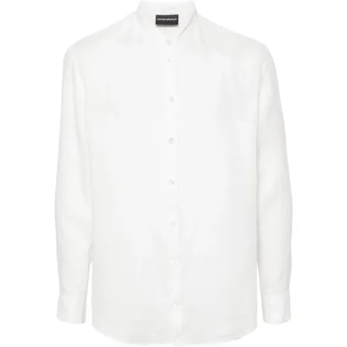 Linen Band Collar Shirt , male, Sizes: 3XL, 2XL, L, XL - Emporio Armani - Modalova