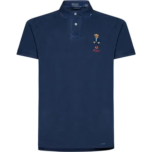 Navy Polo Shirt with Polo Bear , male, Sizes: M - Ralph Lauren - Modalova
