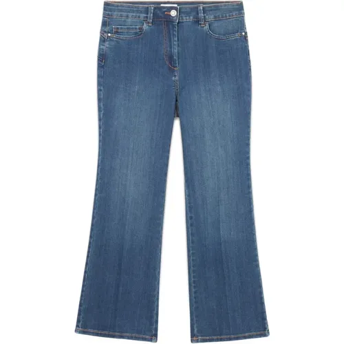 Umweltfreundliche Flared-Jeans mit Schmuckknopf , Damen, Größe: 3XS - Oltre - Modalova