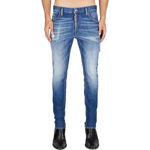 Skater Jeans - Blau Gewaschen Zerstört , Herren, Größe: 2XL - Dsquared2 - Modalova