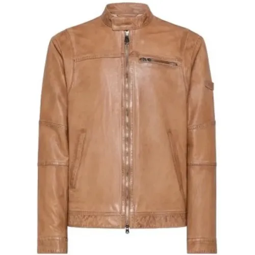 Hazelnut Leather Biker Jacket , male, Sizes: XL - Peuterey - Modalova