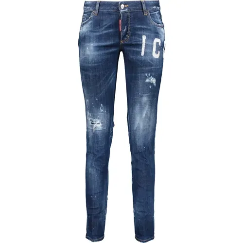 Zerstörte Straight Leg Jeans mit Farbspritzern , Damen, Größe: 2XS - Dsquared2 - Modalova