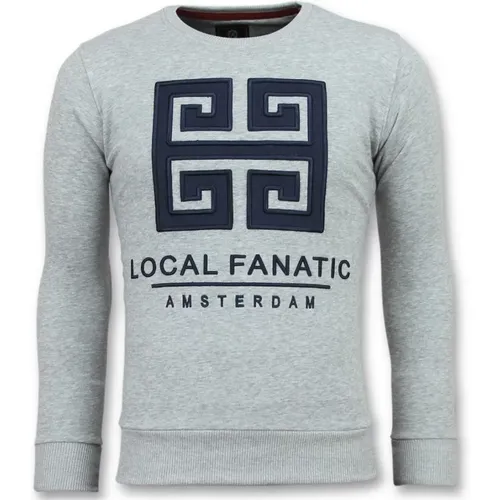 Griechischer Border Pullover - Druck Auf Pullover Mann - 6350G , Herren, Größe: S - Local Fanatic - Modalova