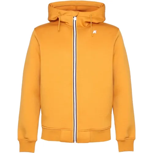 Gelbe Kapuzen-Zip-Sweatshirt-Jacke , Herren, Größe: L - K-way - Modalova