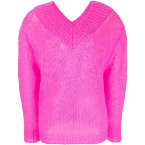 Mohair double v neck sweater , female, Sizes: S - Forte Forte - Modalova