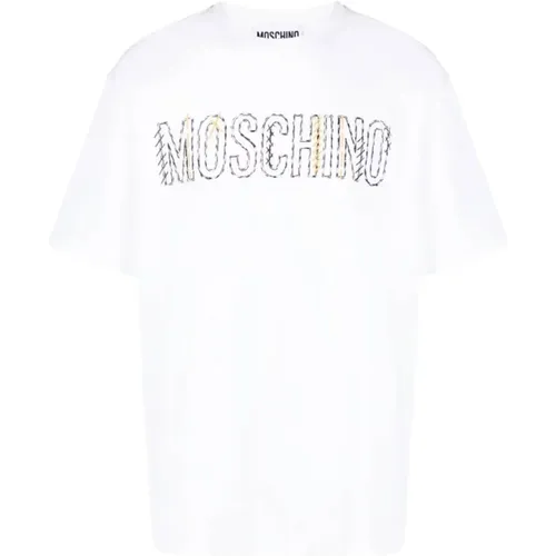 Men`s Logo Embroidered T-Shirt , male, Sizes: S, 2XL, XL - Moschino - Modalova