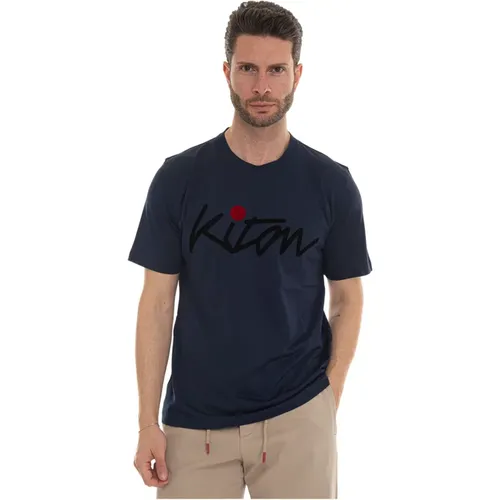 Maxi Logo Cotton T-shirt , male, Sizes: M, XL, 2XL, L - Kiton - Modalova