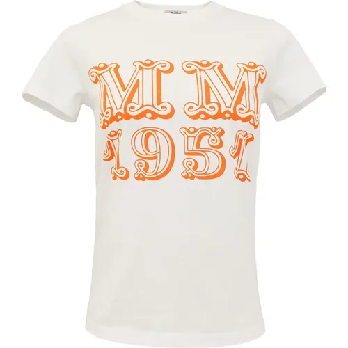 MM 1951 Orange Monogram T-Shirt , Damen, Größe: S - Max Mara - Modalova