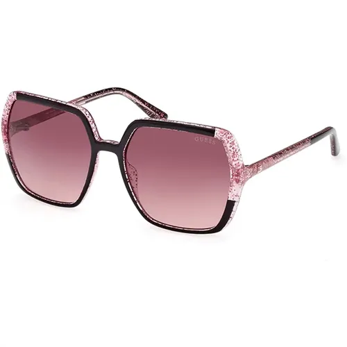 Stilvolle Sonnenbrille mit bordeauxfarbener Verlaufslinse , Damen, Größe: 56 MM - Guess - Modalova