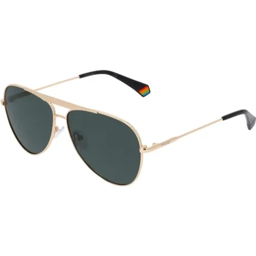 Goldene Metall Unisex Sonnenbrille , unisex, Größe: 61 MM - Polaroid - Modalova