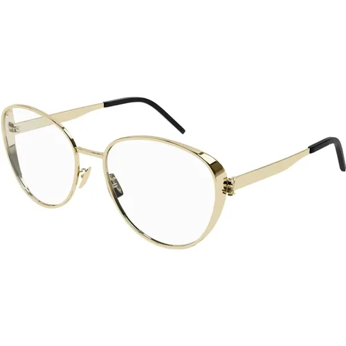 Glossy Light Gold Eyeglasses - Saint Laurent - Modalova