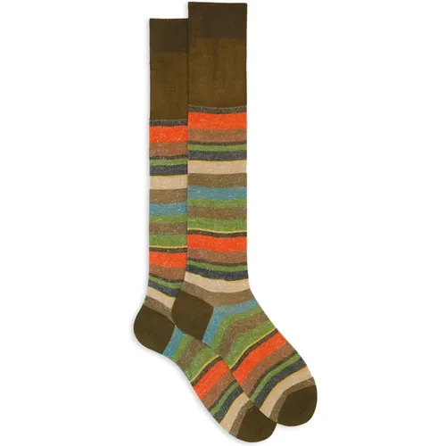 Italienische Gestreifte Baumwoll Leinen Socken , Herren, Größe: S - Gallo - Modalova