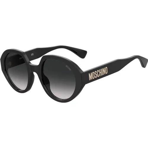 Schwarze/Dunkelgraue Sonnenbrille , Damen, Größe: 53 MM - Moschino - Modalova