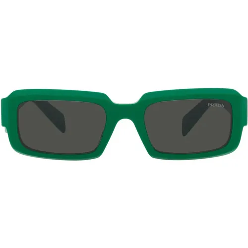 Rectangular Sunglasses with Mango Frame and Dark Gray Lenses , unisex, Sizes: 54 MM - Prada - Modalova