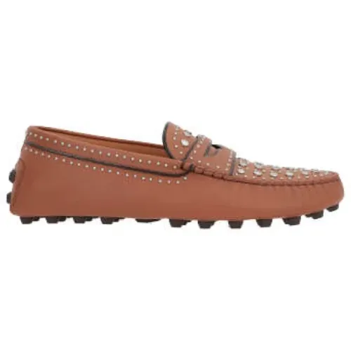 Metallic Stud Almond Toe Leather Flat Shoes , female, Sizes: 3 1/2 UK, 6 UK, 3 UK - TOD'S - Modalova