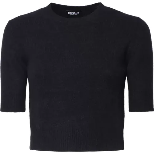 Schwarzer Wollmischung Kurzarm Pullover , Damen, Größe: XS - Dondup - Modalova