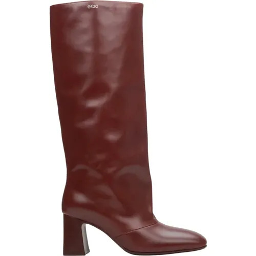 Women`s Oversized Boots made of Burgundy Genuine Leather Er00114318 , female, Sizes: 2 UK - Estro - Modalova