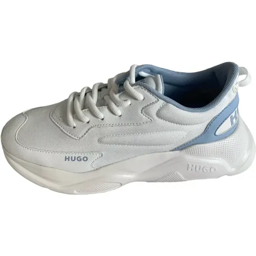 Pastellblaue Sneakers mit Kontrastdetails , Damen, Größe: 38 EU - Hugo Boss - Modalova