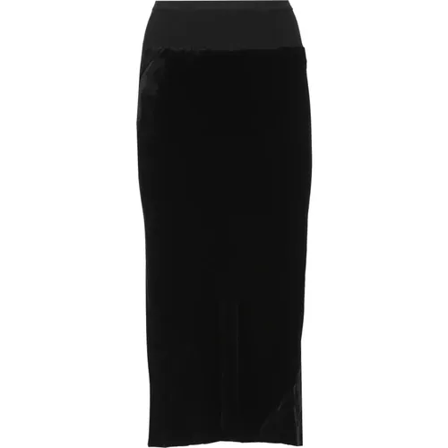 Velvet Asymmetric Hem Skirt , female, Sizes: M, S - Rick Owens - Modalova