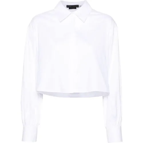 Stretch-Cotton Shirt with Straight-Point Collar , female, Sizes: M - alice + olivia - Modalova