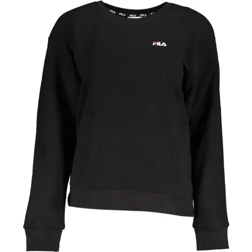 Schwarzer Baumwollpullover, Besticktes Logo , Damen, Größe: S - Fila - Modalova